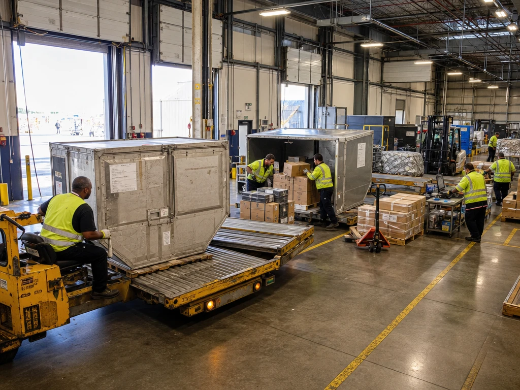 Desconsolidación de ULD y pallets aeronáuticos en almacén de carga aérea